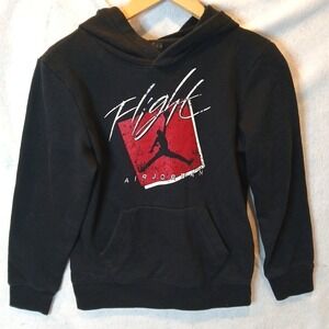 Nike Air Jordan Boys Hoodie 10-12 Black Red Pullover Sweatshirt Basketbal